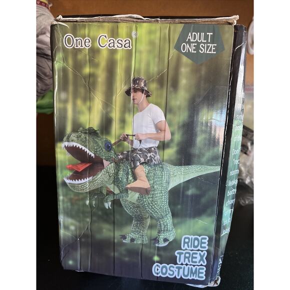 Inflatable Costume Dinosaur Riding T Rex Air Blow up Adult Size - Picture 1 of 5